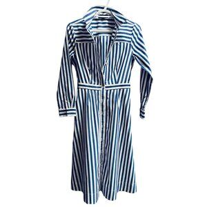 J Crew Blue & White Striped Poplin Shirt Dress